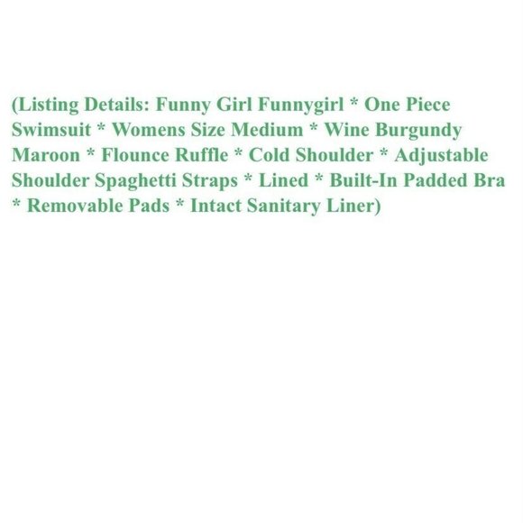 Funny Girl Flounce Ruffle Cold Shoulder Swimsuit Womens Size M Wine Burgundy - Picture 6 of 6